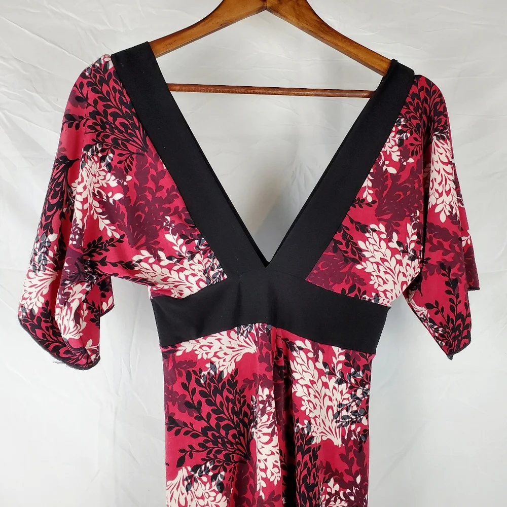 Vintage Y2K Charlotte Russe Floral Plunge Neck‎ Babydoll Top